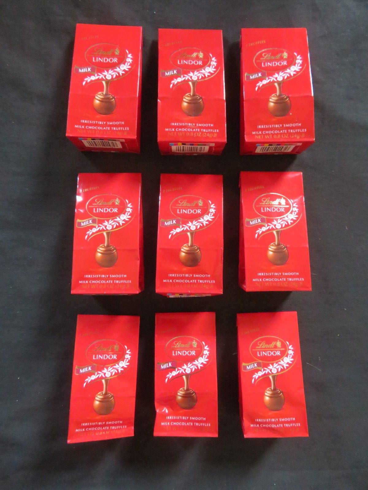 (9) Bag Lot of Lindt Lindor Milk Chocolate Truffles 0.8 Oz Each