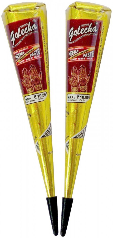 10x Golecha Henna Tattoo Paste Kegel Cones Ohne Chemie, No PPD