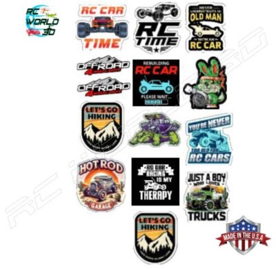 RC CAR TRUCK CRAWLER RACER STICKER PACK 12PCS /24PCS SMALL SIZE VINYL ...