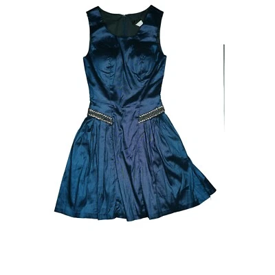Laona Abend Cocktail Party Brautjungfern Kleid kurz Gr 34 XS Nieten Marine Glanz - Bild 1 von 3