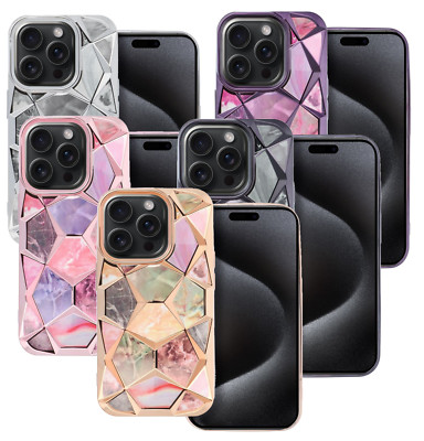 Für Apple iPhone 16 Plus - Etui Hülle Muster Case MARBLE 3D Handy Tasche TWINKI