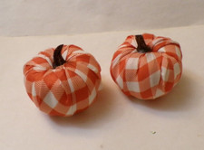 Two Orange 3 Thanksgiving Cloth Pumpkin Ornam...