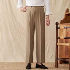 British Men Wide Leg High Waisted Long Pants Retro Italian Loose Casual Trousers
