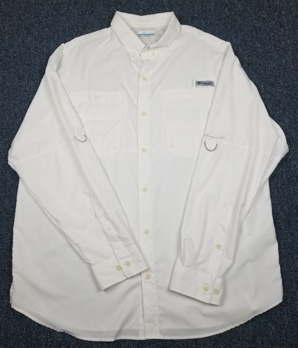 Columbia PFG Shirt Men XL White Long Sleeve Button-Up Vented Lightweight Fishing