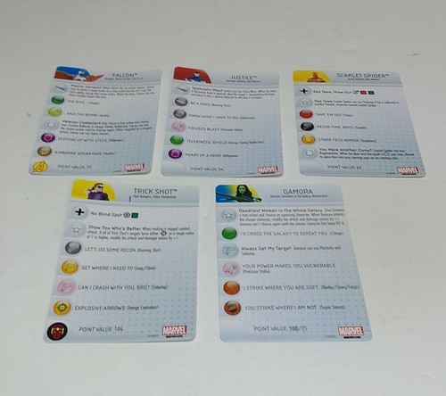 Marvel Heroclix Falcon Justice Trick Shot And More With Cards Set Of 5 Wizkids - Picture 8 of 12