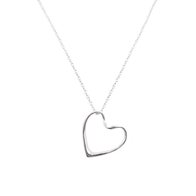 Sterling Silver Thin Open Heart Pendant on Dainty Cable Chain Necklace 16'' NWOT