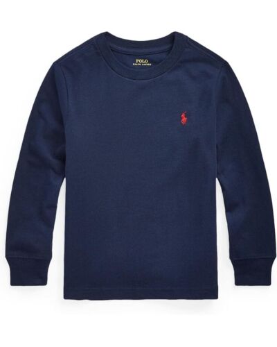 Polo Ralph Lauren Shirts Kids 6 Navy Cotton Jersey Long Sleeve Crew Neck ERK1087
