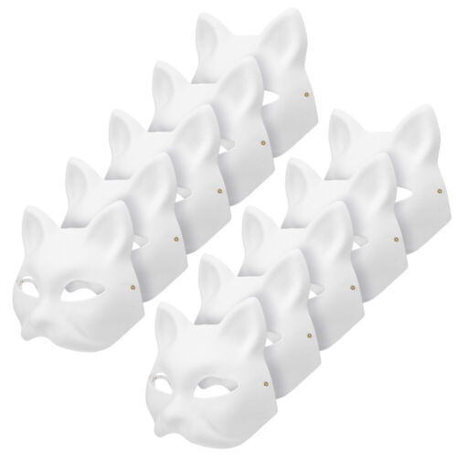  10 Pcs Cat Masks to Paint White Masquerade DIY Fashion Show Prom - Picture 1 of 12