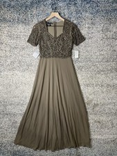 Pisarro Nights Beads Sequins Embellished Chiffon Gown Coffee Size 2