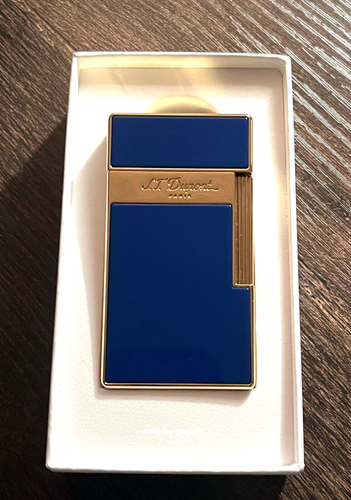 S.T. Dupont Biggy Blue Lacquer & Gold Lighter, 025005, 25005 New In Box - Picture 6 of 8