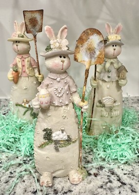 Set Of 3 Vintage 2005 Easter bunny collectibles