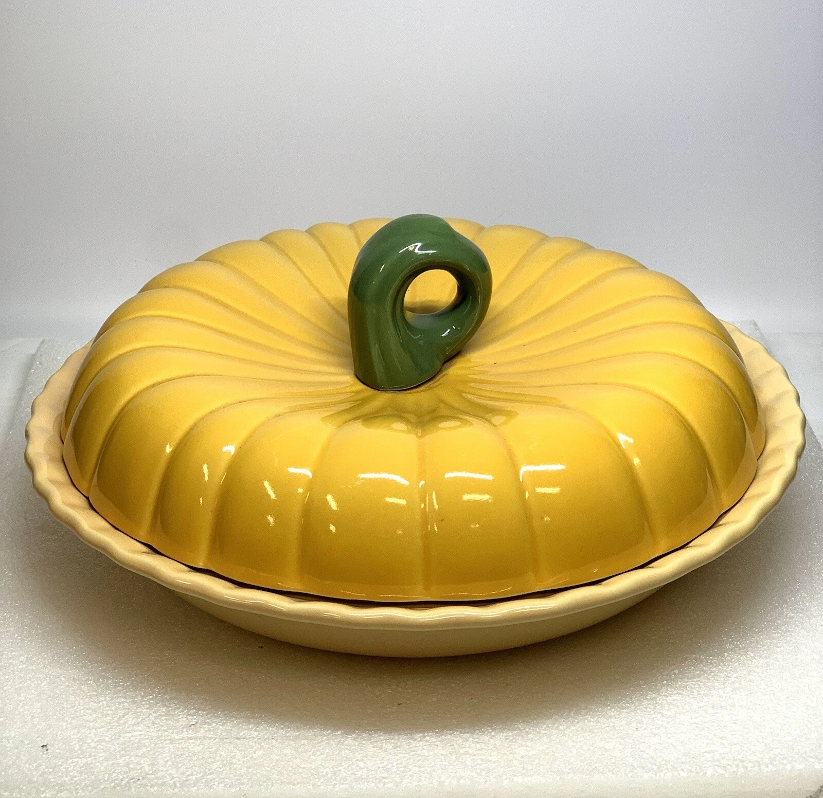 Vintage Pumpkin Pie Recipe Dish Ceramic Fall Baking Pie Plate With Lid 11”día