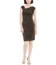 Vince Camuto Women's Dress Size 2 Sheath Metallic Animal Print MSRP $108 NWT