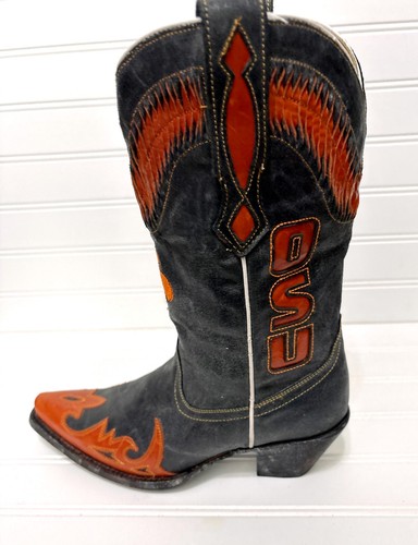 Bottes de cowboy noires CORRAL Oklahoma State Cowboys OSU University pour femme taille 7 M - Photo 9/13
