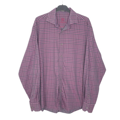 BUGATCHI lila kariertes Hemd Classic Fit Uomo Langarm Freizeit Baumwolle Herren XL