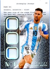 LIONEL MESSI 2024-25 PANINI NOIR SOCCER SCREENPLAY TRIPLE PATCH JERSEY # 10/65