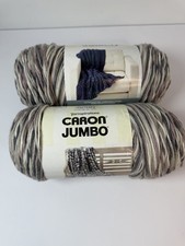 Jumbo Caron Yarn Skeins Gravel 12 Oz 595 Yds White Gray Lot Of 2