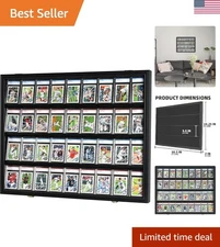 Graded Trading Card Display Case 36 Sport Baseball Football PSA Slabs Cabinet