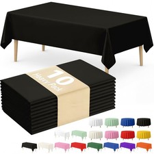 10 Pack Disposable Black Rectangle Plastic Tablecloth, 54 x 108 Inch
