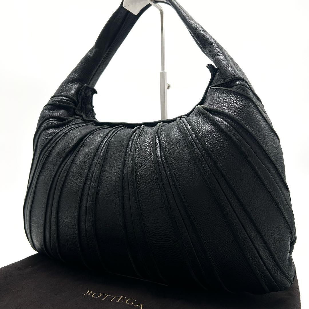 Bottega Veneta Rare Gathered Leather Hobo Shoulder Bag Black Auth Luxury Minimal thumbnail 21