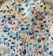 HOBBY LOBBY Watercolor Floral Print Decorative Cotton Fabric Blue Coral Green
