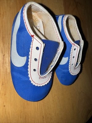 Vintage Nike 1972 Nike Cortez Nylon Newborn Crib Shoes Blue Swoosh Low Tops