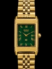 Vintage Seiko Reverso Style Quartz  Green Face 28MM Golden Case Mens Wrist Watch