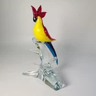 Murano Italy Art Glass 12 inch Cockatoo Tropical Bird Figure Crimson Yellow Blue