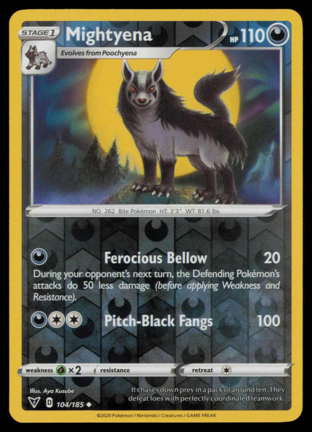 Mightyena 104/185 Uncommon Vivid Voltage Pokemon Reverse Holo Lightly Played