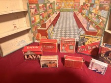 Vtg 1930s-50s Wolverine Tin Litho 10pc General Store Grocery Child's Playset
