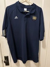 Notre Dame Polo Shirt Mens XL Blue Adidas Golf Short Sleeve Fighting Irish