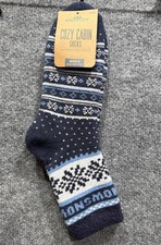 Northeast Outfitters Men's Cozy Cabin Socks Navy Blue Fair Isle Crew Size 8-12