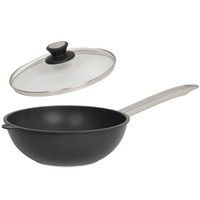 Skk Wok Ø 28 Cm Induktion Antihaft Stielwok Aluguss Edelstahl-Griff & Glasdeckel