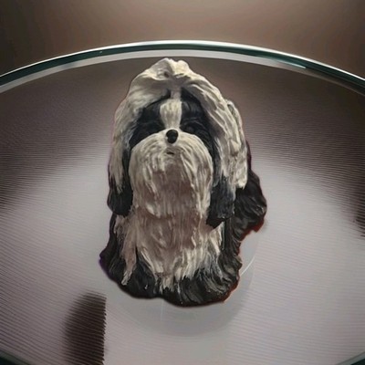 Shih Tzu Black/ White Hand Painted  Figure  Marked 58 Small 