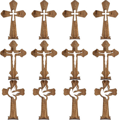 24 Pcs Easter Wooden Crosses for Craft Small Baptism Decor Catholic Rustic Unfin