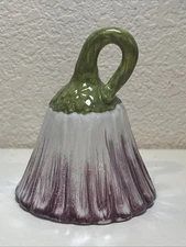 Vintage Hand Painted Purple Tulip Shape Ceramic Bell Made In Italy 3 Inches