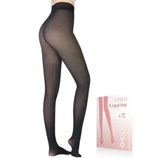 Fleece Lined Womens Tights Warm, Fake Translucent, Thermal, Skin Colored for ...