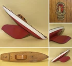 Vintage Bowman Heron Wood & Steel Racing Pond Yacht Toy Sailing Boat 18" Hull