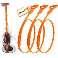 3 Pack 25 Inch Hair Snake Hair Drain Clog Remover Cleaning Tool for Sewer Toilet