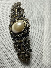 Victorian Style Barrette Faux Pearl Filigree Hair Clip Gothic