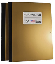 Norcom USA Set of 2 Gold Composition Books College Ruled 100 Sheets 9.75" x 7.5"