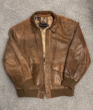 Bay Waters Mens Brown Leather Bomber Jacket F...