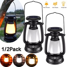 2Pack Solar Camping Lanterns Waterproof Hanging Lantern Garden Patio Decor Lamp
