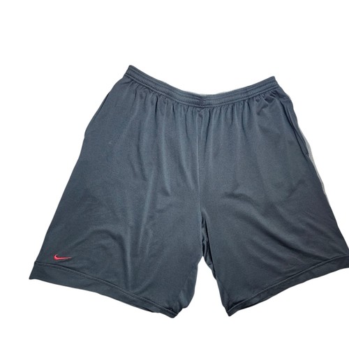 Nike Men's Black + Gray Athletic Shorts with Red Swoosh Size XXL