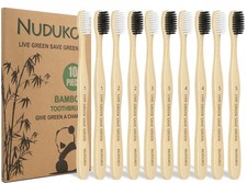 Toothbrush 10 Pack Bamboo Toothbrushes - Eco-Friendly Natural Wooden Tooth Br...