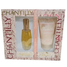 Chantilly Eau De Toilette Perfume Spray 1oz & Body Lotion 4oz Set Vintage NOS