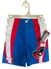 Boys Spiderman Swim Trunks Shorts Red Blue Marvel Superhero Size 7 New