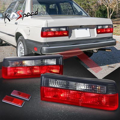 Red Smoked Rear Tail Light Brake Lamps w/Reflectors for 84-90 BMW 3 Series E30
