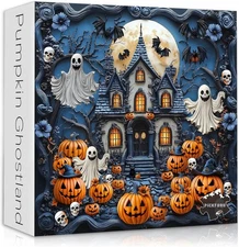 Halloween Puzzles for Adults 1000 Pieces，Haunted House Ghost Pumpkin... 