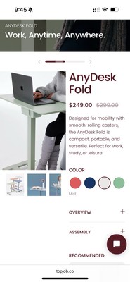 TopJob Folding Desk for Small Spaces